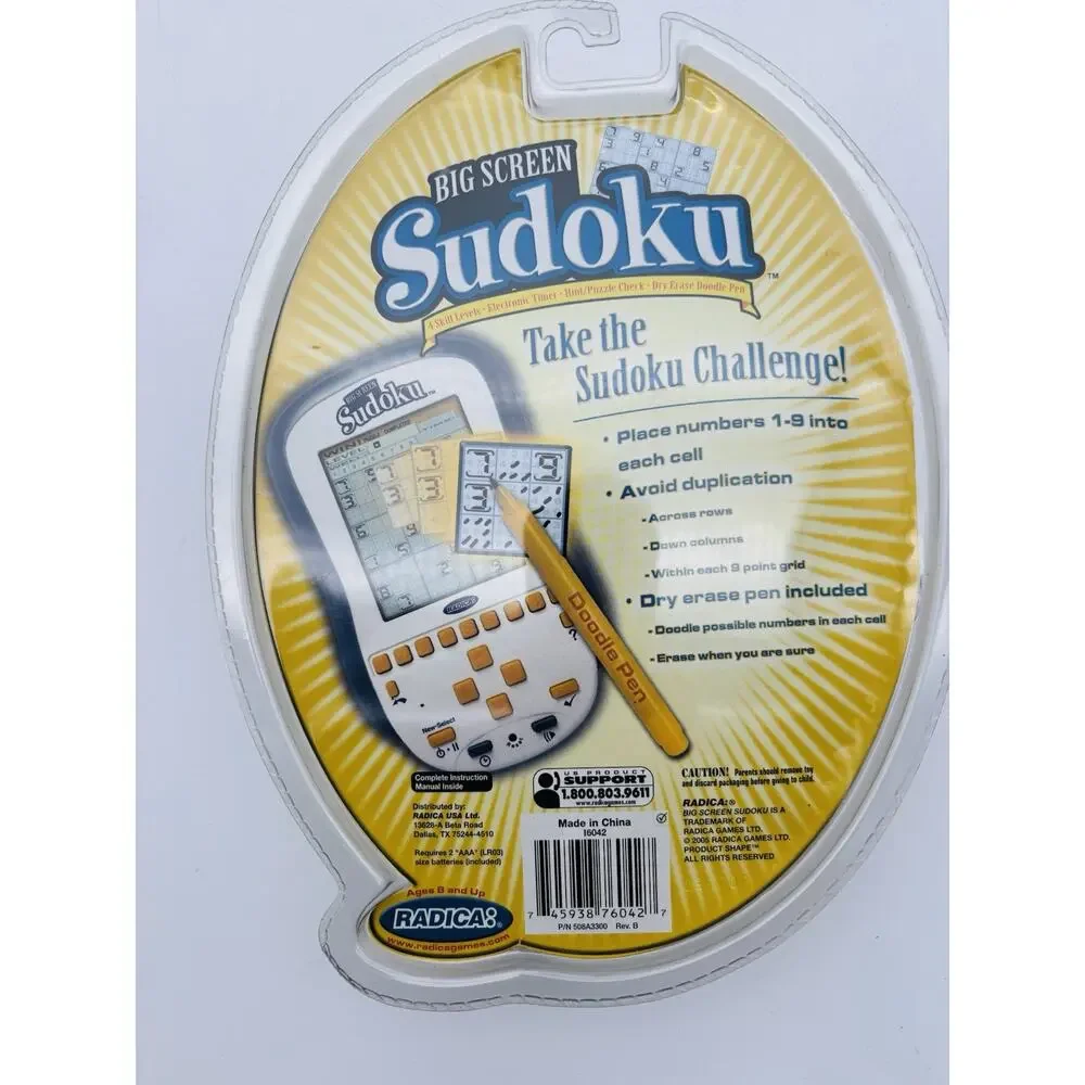 Radica Big Screen Sudoku Handheld Electronic Game Brand New Factory Sealed 2005